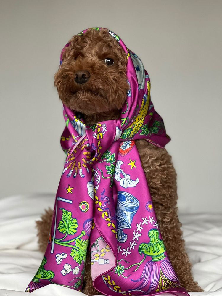 “Fancy Trash” scarf 36" Genuine 100% SILK Satin Scarf